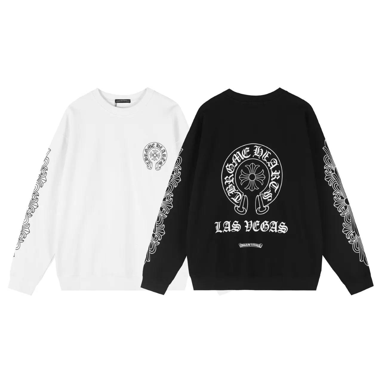 P250 Chrome Hearts Chrome Hearts Horse Shoe Printed Round Neck Sweatshirt Size: SMLXL Color: White Black
